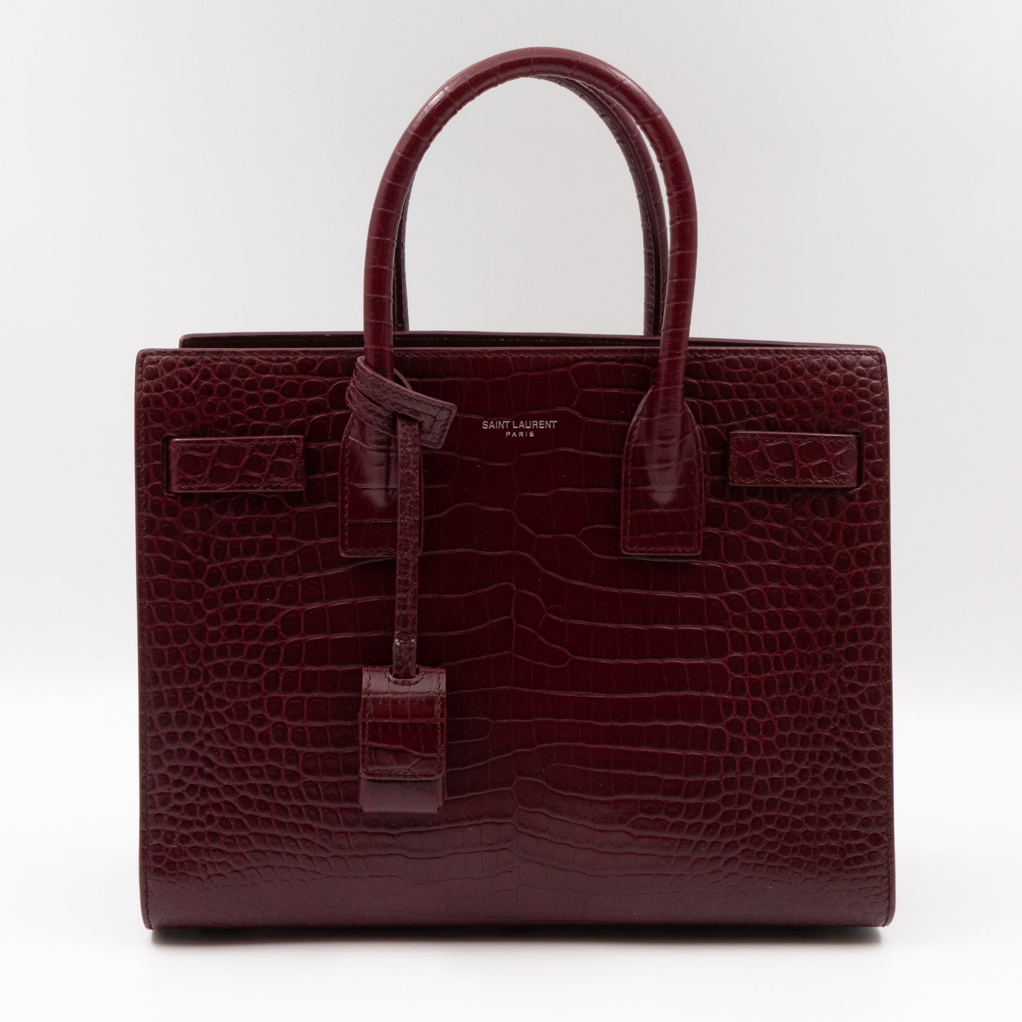 Sac de Jour Baby Croc Burgundy Embossed Leather