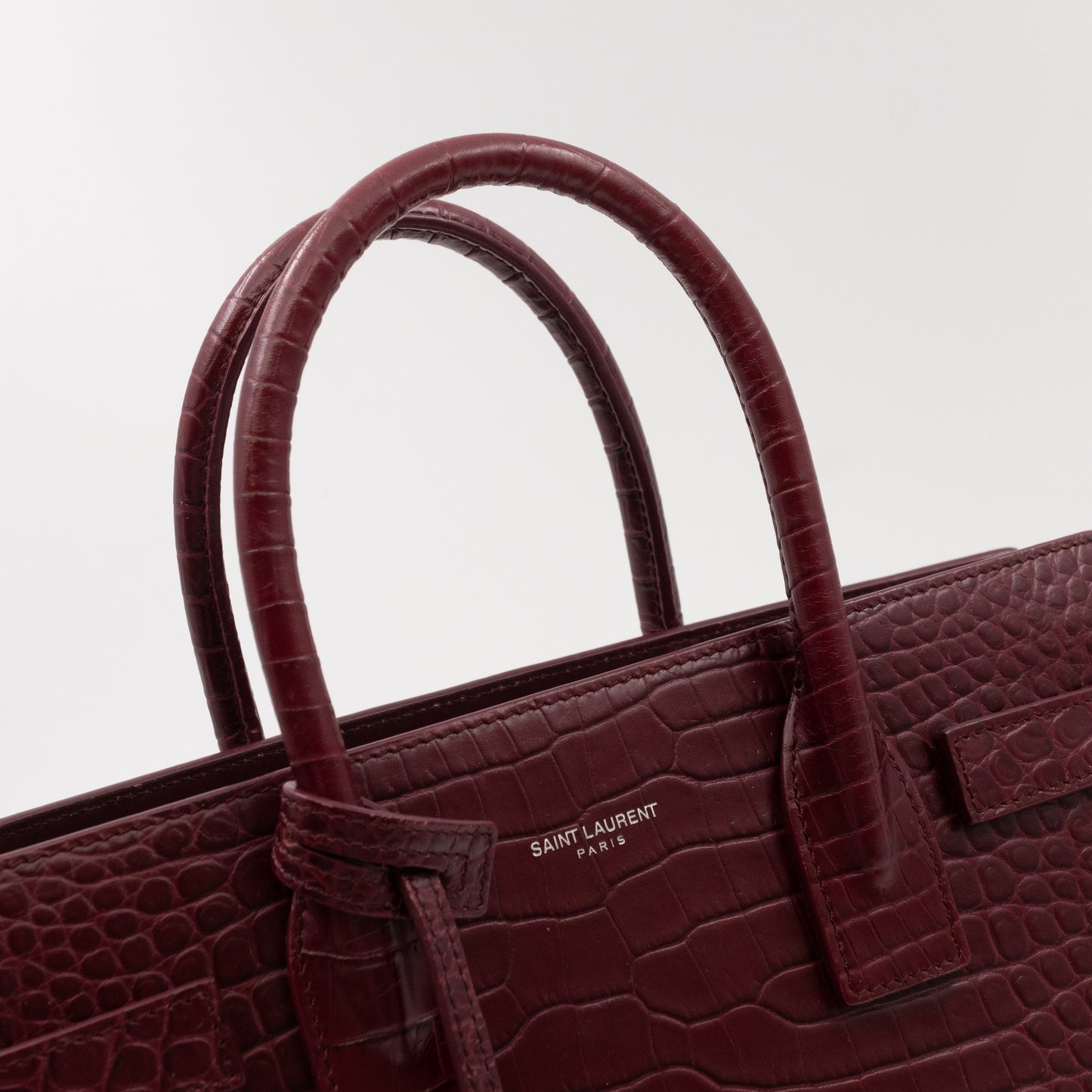 Sac de Jour Baby Croc Burgundy Embossed Leather