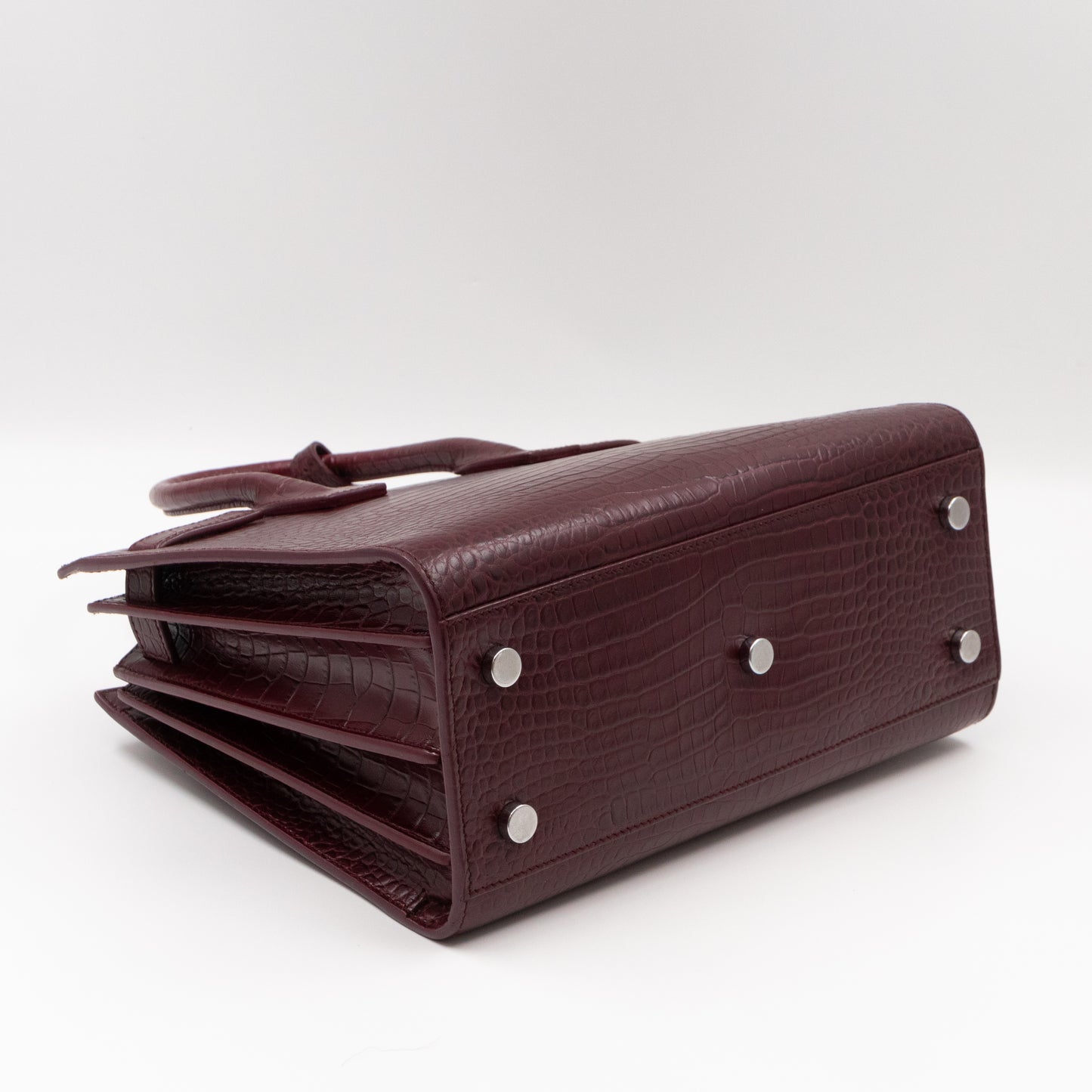 Sac de Jour Baby Croc Burgundy Embossed Leather