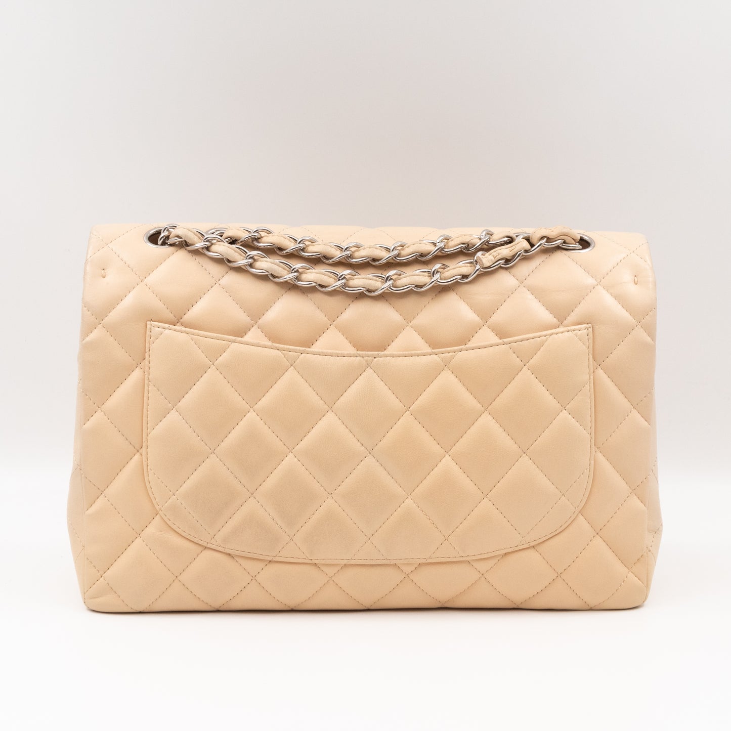 Classic Single Flap Jumbo Beige Leather