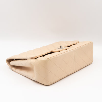 Classic Single Flap Jumbo Beige Leather