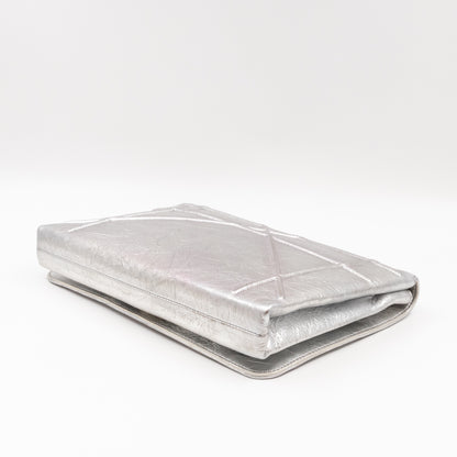 Diorama Clutch Metallic Silver Calfskin Leather