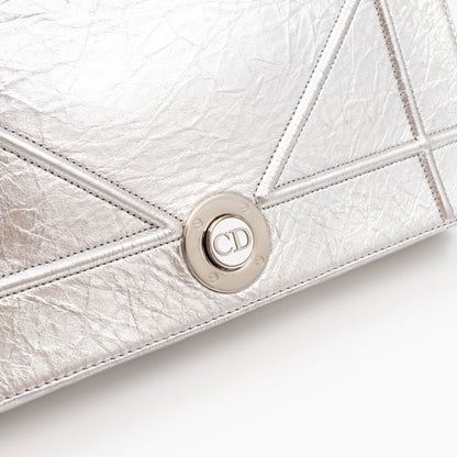 Diorama Clutch Metallic Silver Calfskin Leather