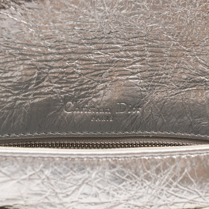 Diorama Clutch Metallic Silver Calfskin Leather