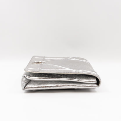 Diorama Clutch Metallic Silver Calfskin Leather