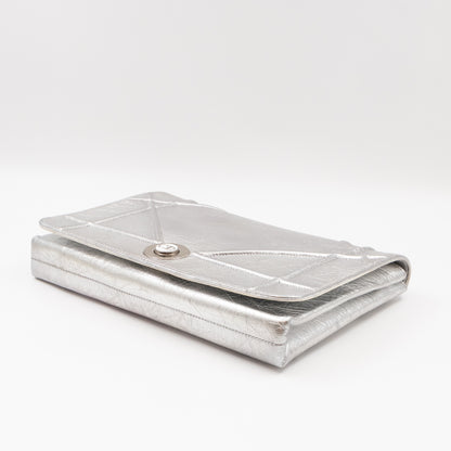 Diorama Clutch Metallic Silver Calfskin Leather