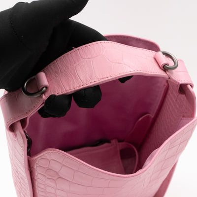 Tool 2.0 XS North-South Tote Bag Light Pink Embossed Calfskin