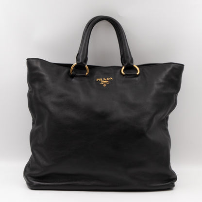 Shopping Tote Black Leather