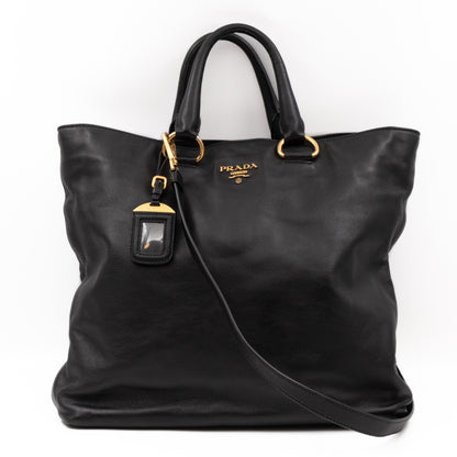 Shopping Tote Black Leather