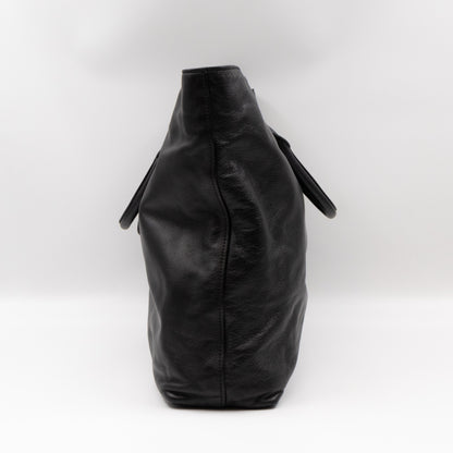 Shopping Tote Black Leather