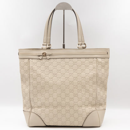 Mayfair Bow Tote Bag Ivory White Guccissima Leather