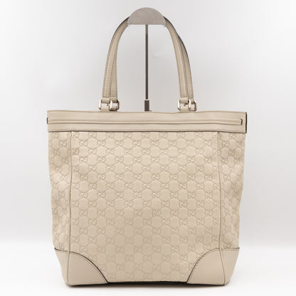 Mayfair Bow Tote Bag Ivory White Guccissima Leather