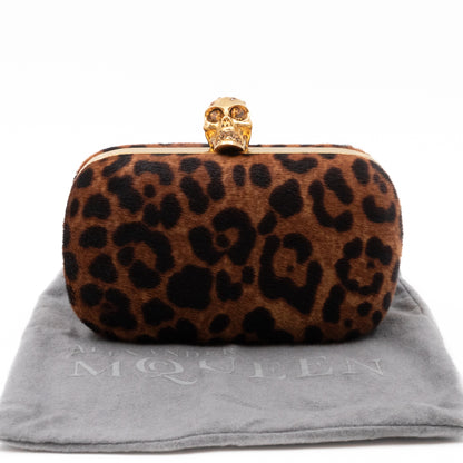 Skull Box Clutch Calf Hair Leopard Print Haircalf