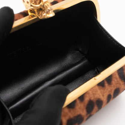 Skull Box Clutch Calf Hair Leopard Print Haircalf