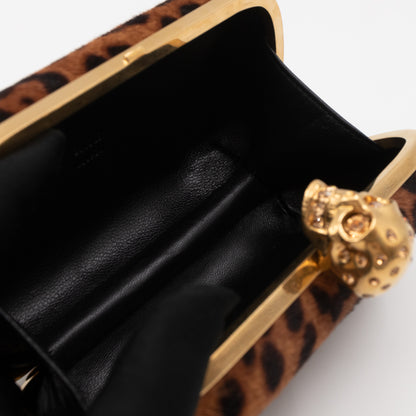 Skull Box Clutch Calf Hair Leopard Print Haircalf