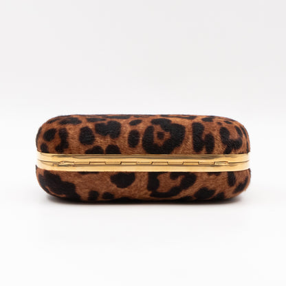 Skull Box Clutch Calf Hair Leopard Print Haircalf