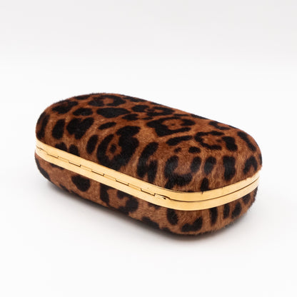 Skull Box Clutch Calf Hair Leopard Print Haircalf