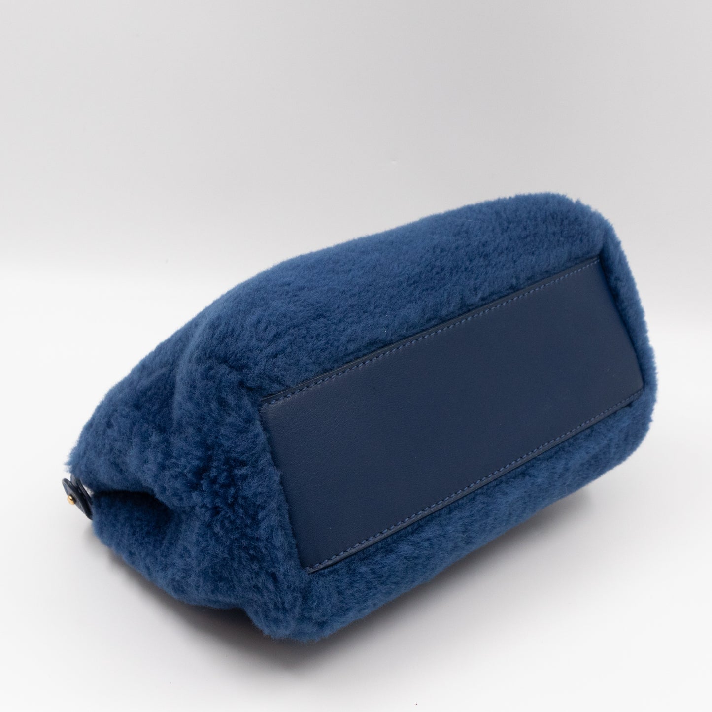 Peekaboo Mini Blue Shearling Leather