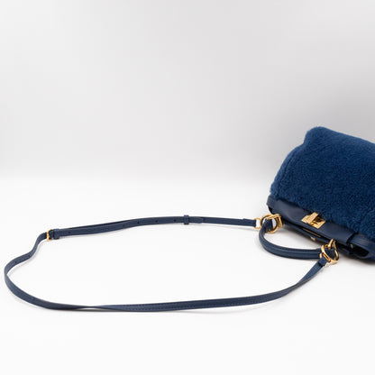 Peekaboo Mini Blue Shearling Leather