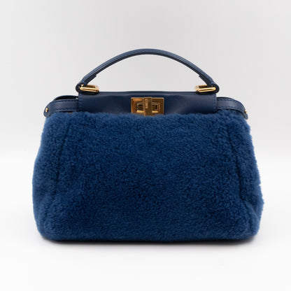 Peekaboo Mini Blue Shearling Leather