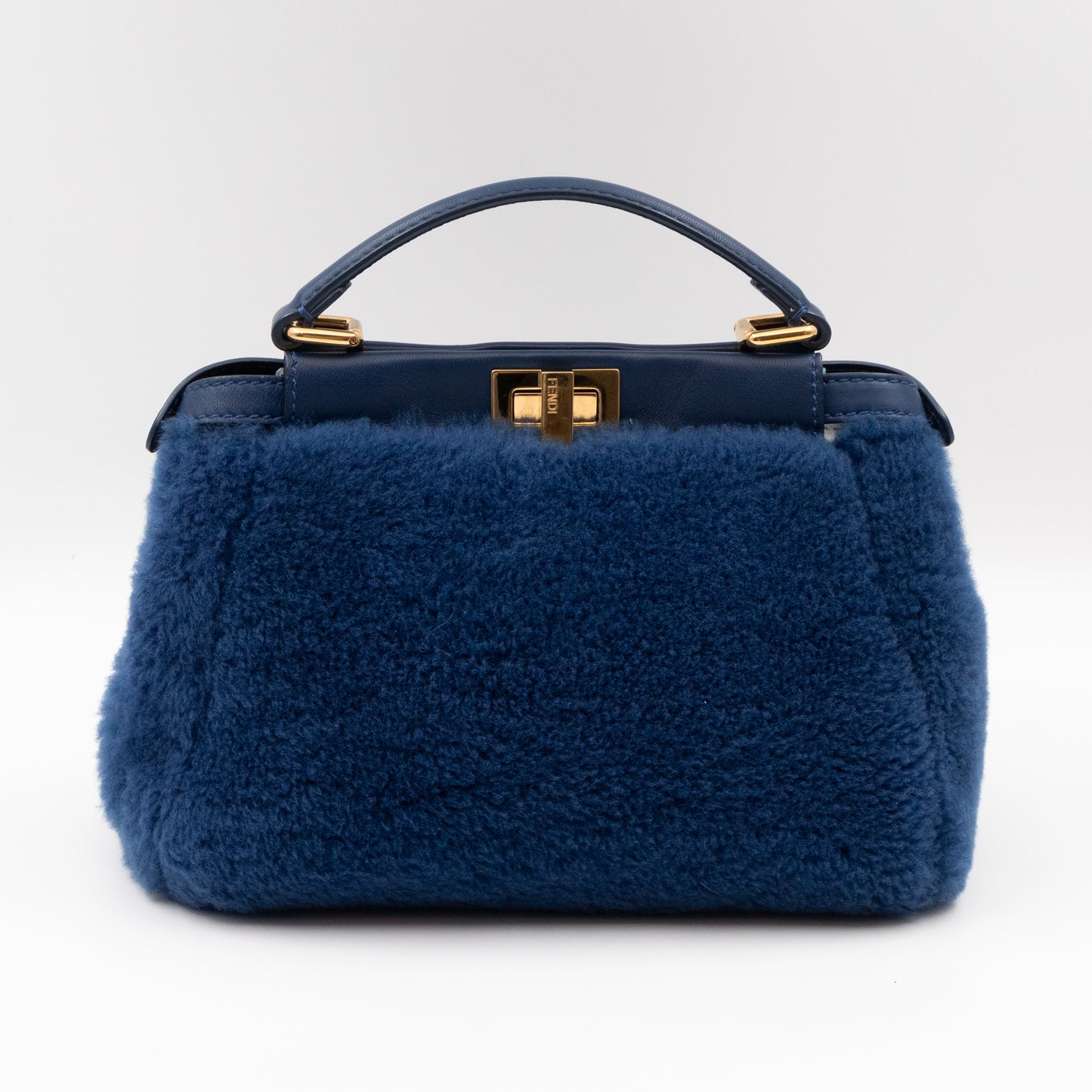 Peekaboo Mini Blue Shearling Leather