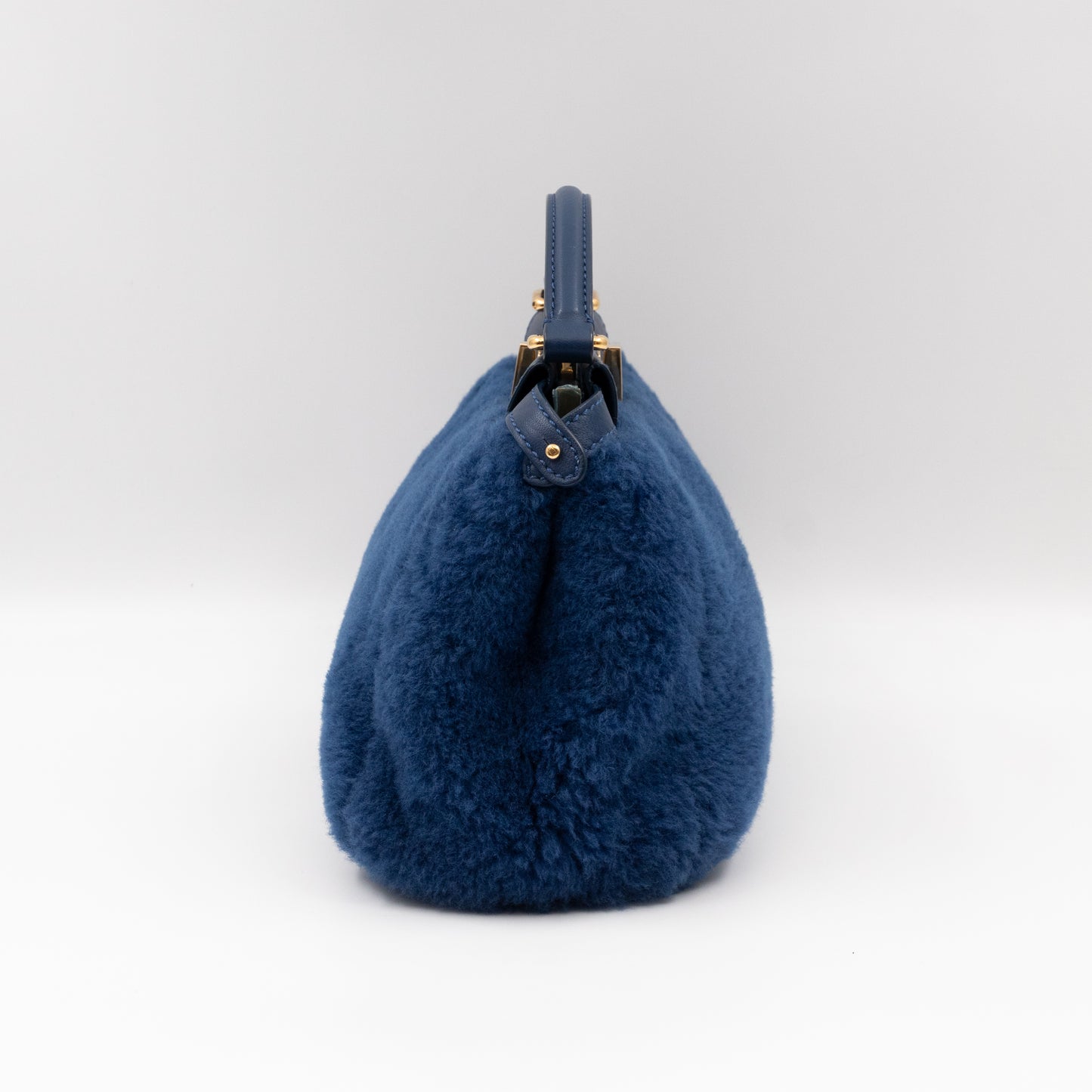 Peekaboo Mini Blue Shearling Leather