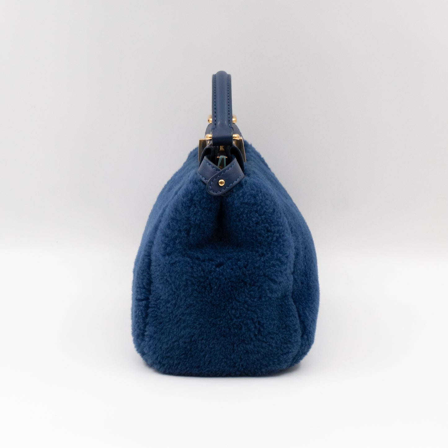 Peekaboo Mini Blue Shearling Leather