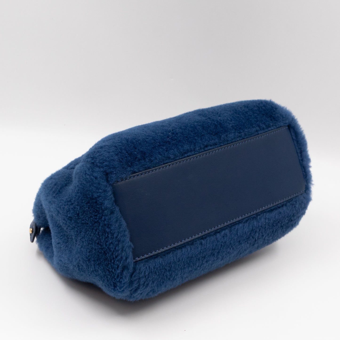 Peekaboo Mini Blue Shearling Leather