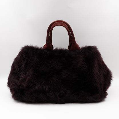 Eco Lapin Faux Fur Handbag Burgundy