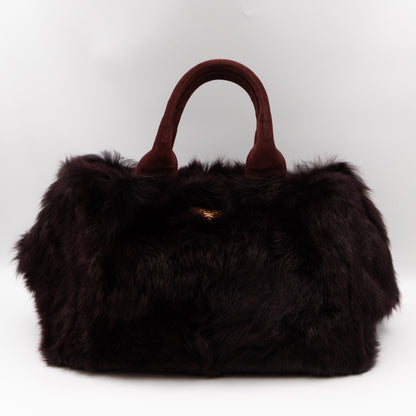 Eco Lapin Faux Fur Handbag Burgundy