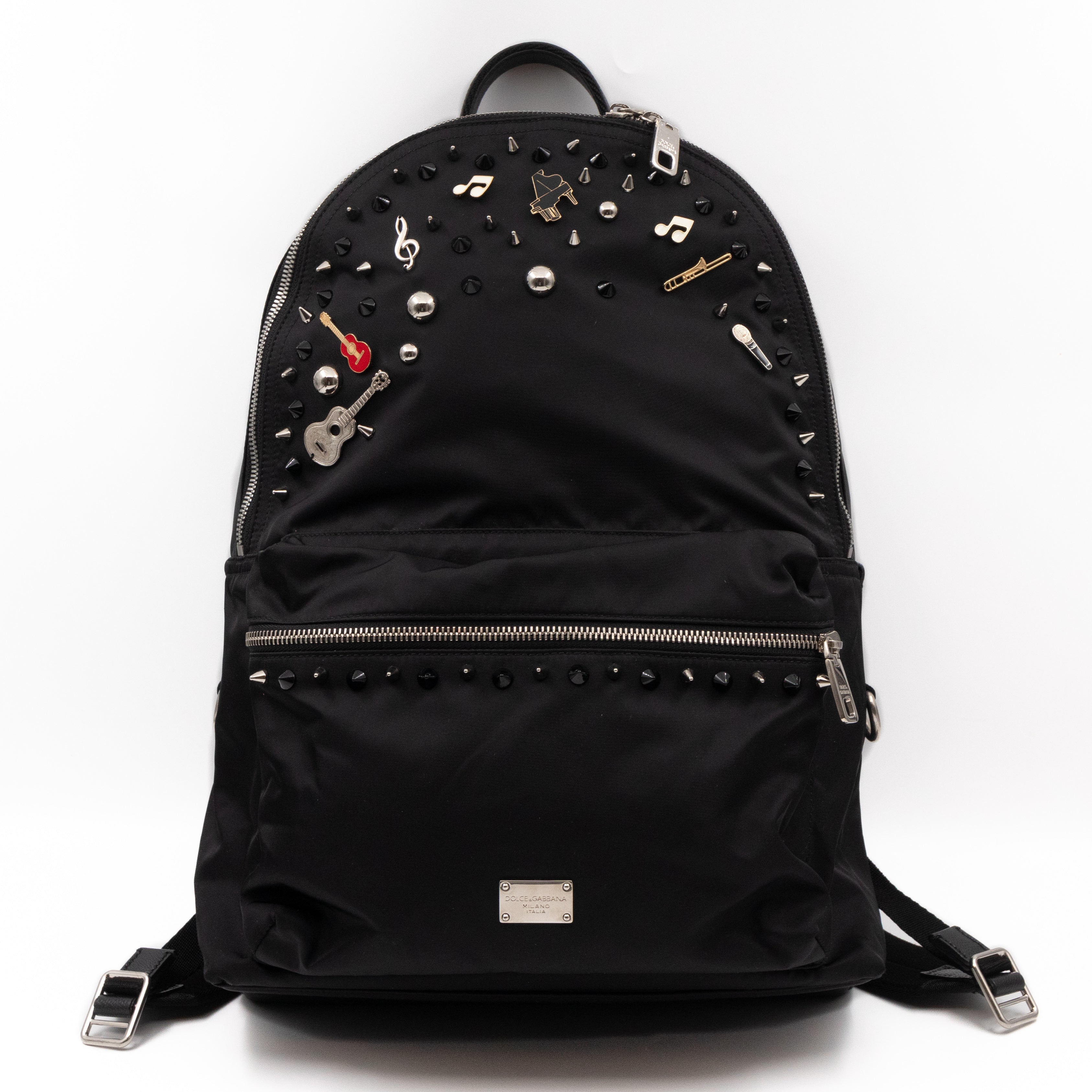 Vulcano Backpack  Studs & Pins Black Nylon