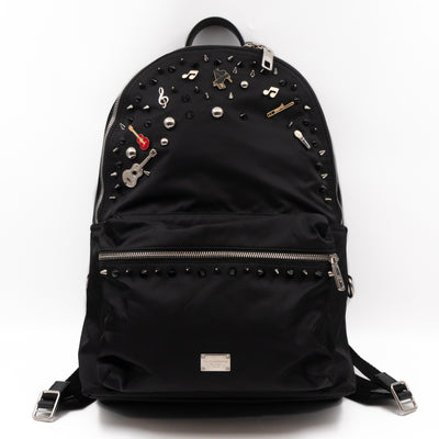 Vulcano Backpack Studs & Pins Black Nylon