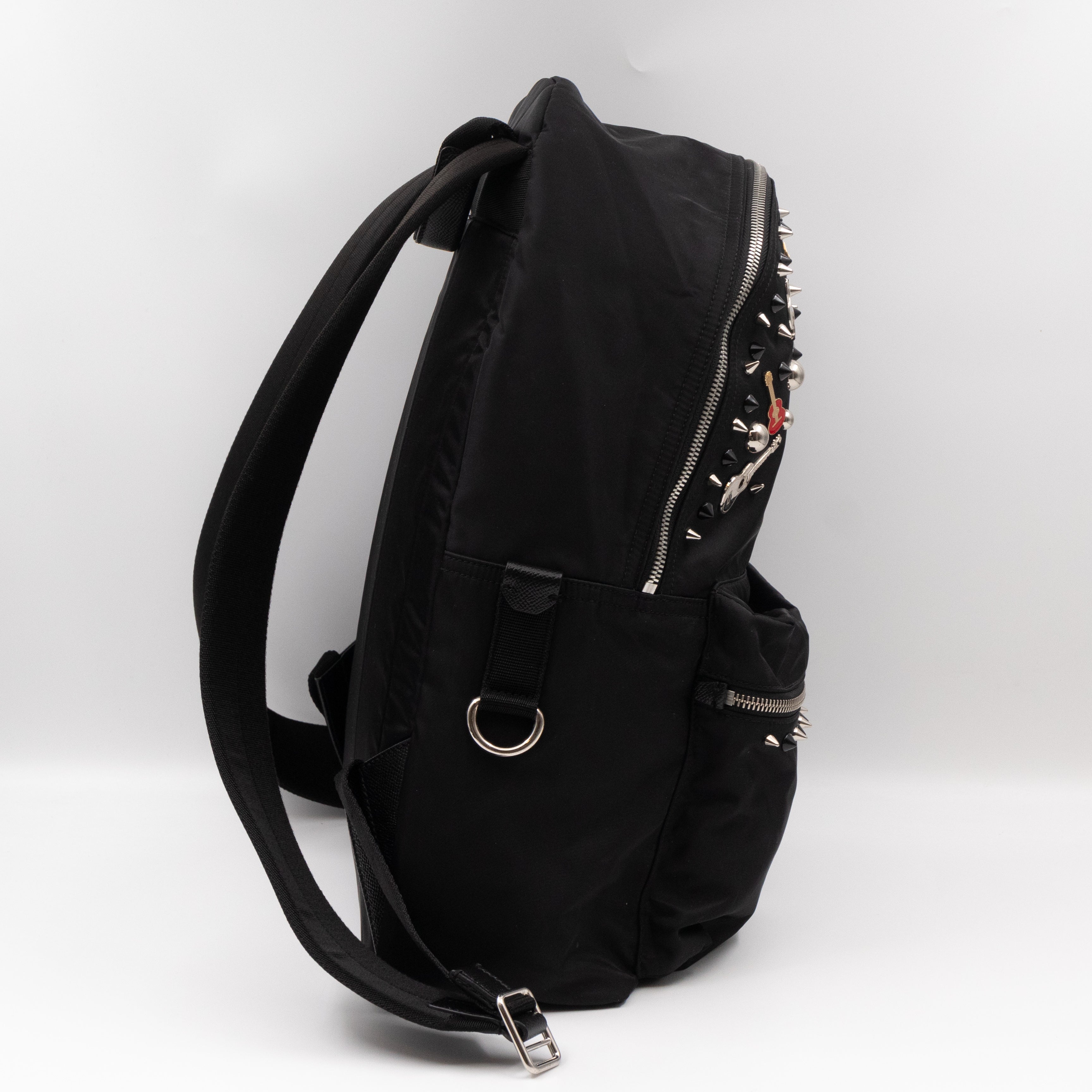 Vulcano Backpack  Studs & Pins Black Nylon