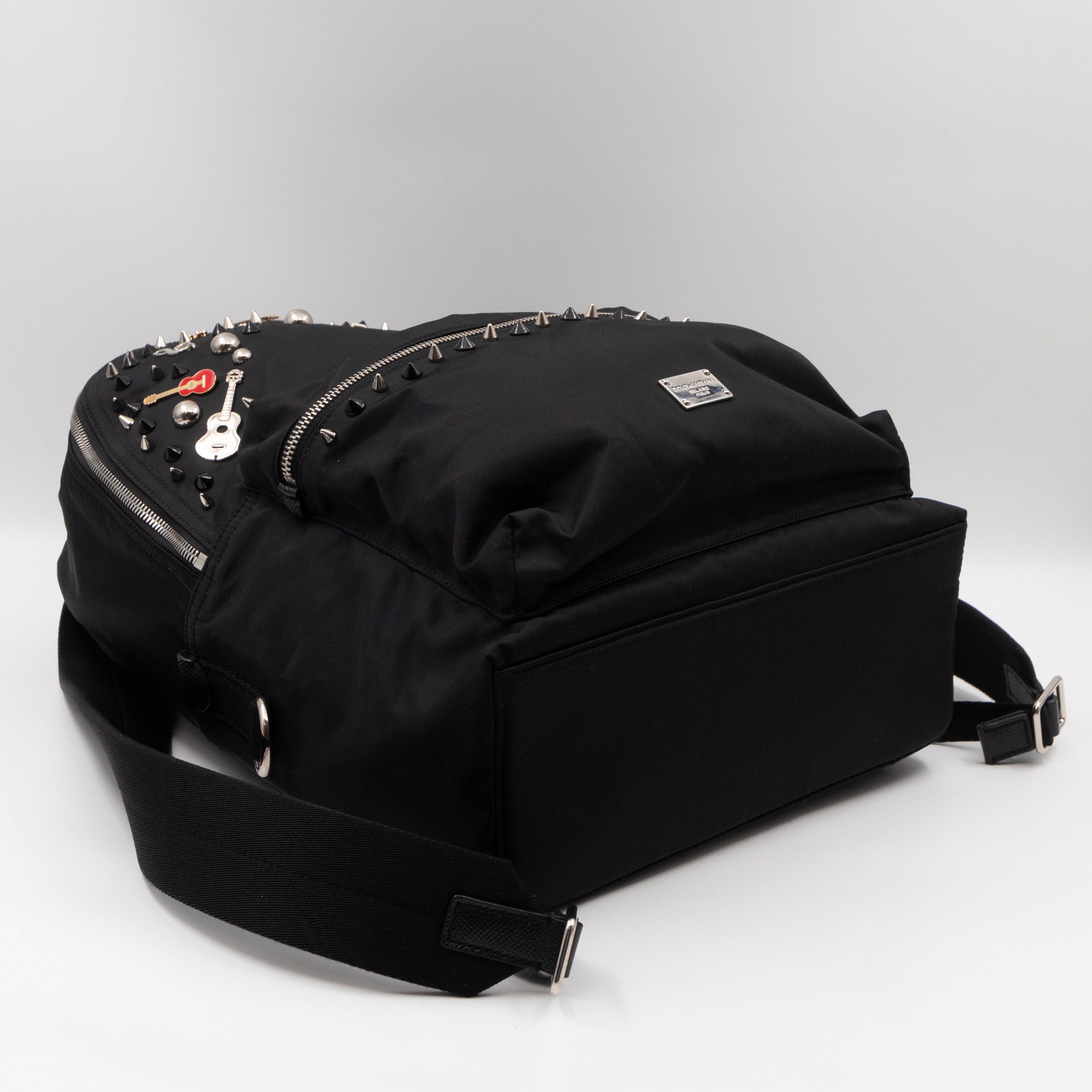 Vulcano Backpack  Studs & Pins Black Nylon