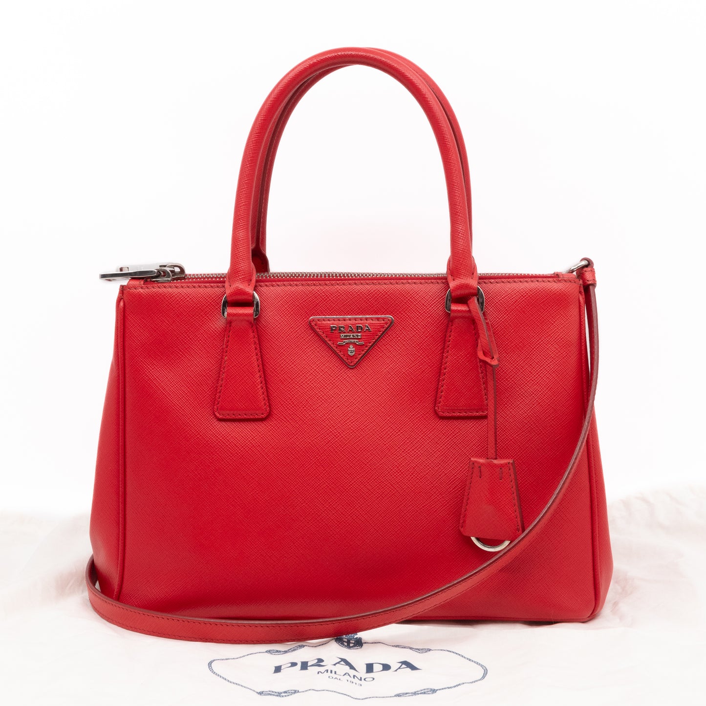 Galleria Medium Double Zip Red Saffiano