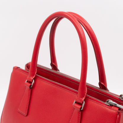 Galleria Medium Double Zip Red Saffiano