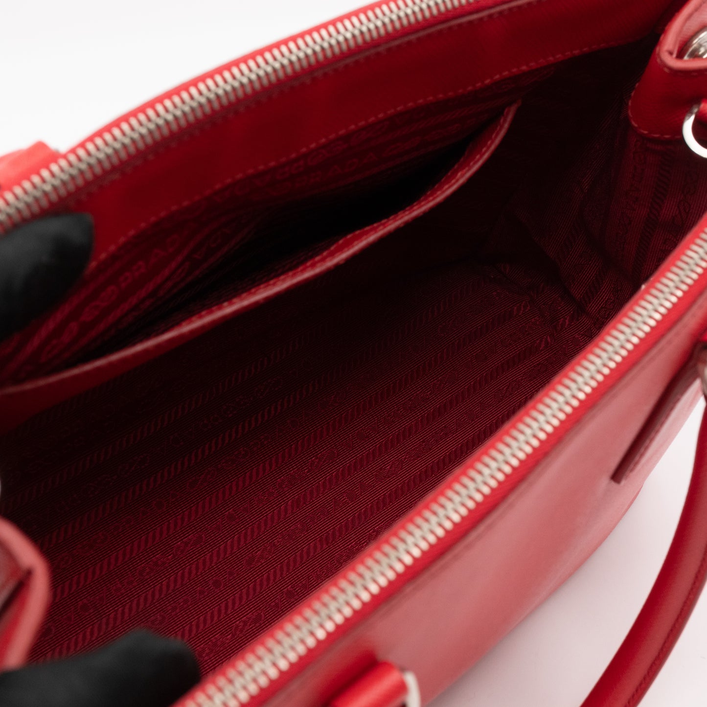 Galleria Medium Double Zip Red Saffiano