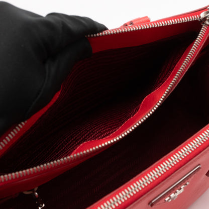 Galleria Medium Double Zip Red Saffiano