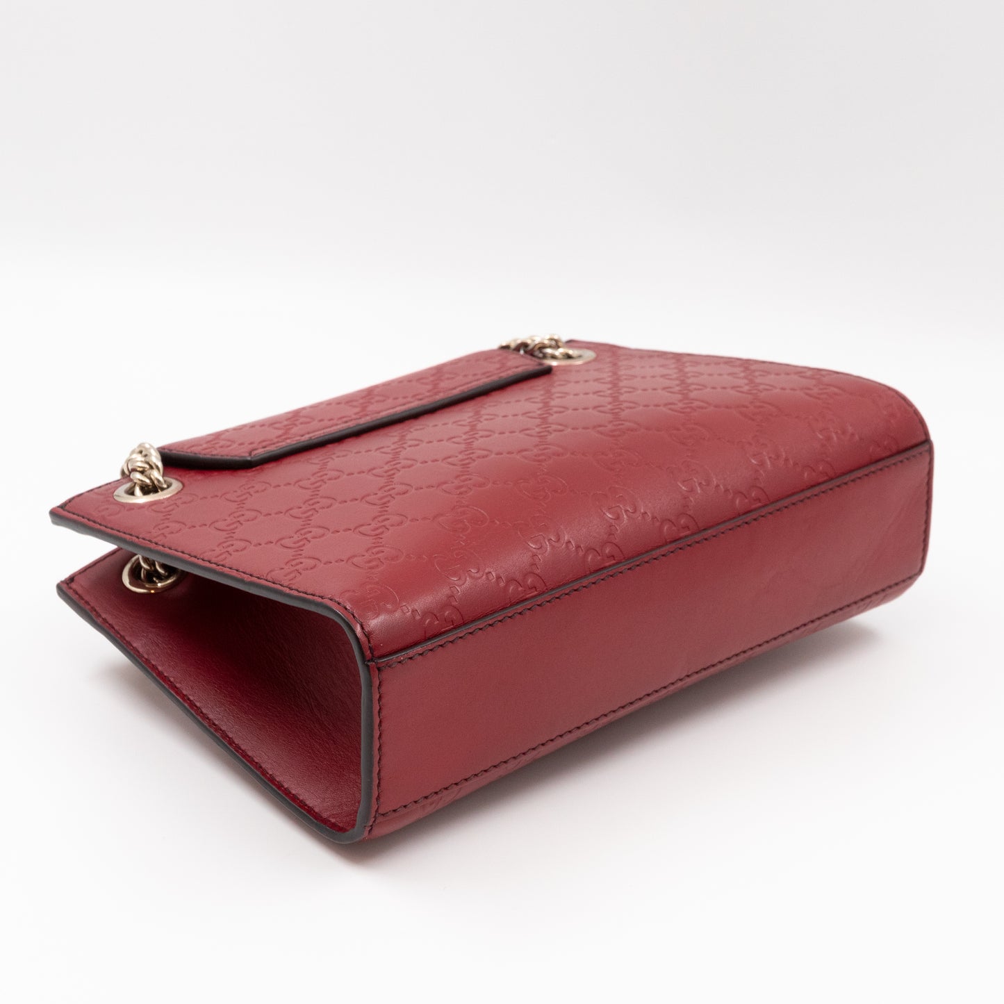 Emily Small Chain Shoulder Bag Red Guccissima Leather