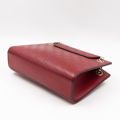 Emily Small Chain Shoulder Bag Red Guccissima Leather