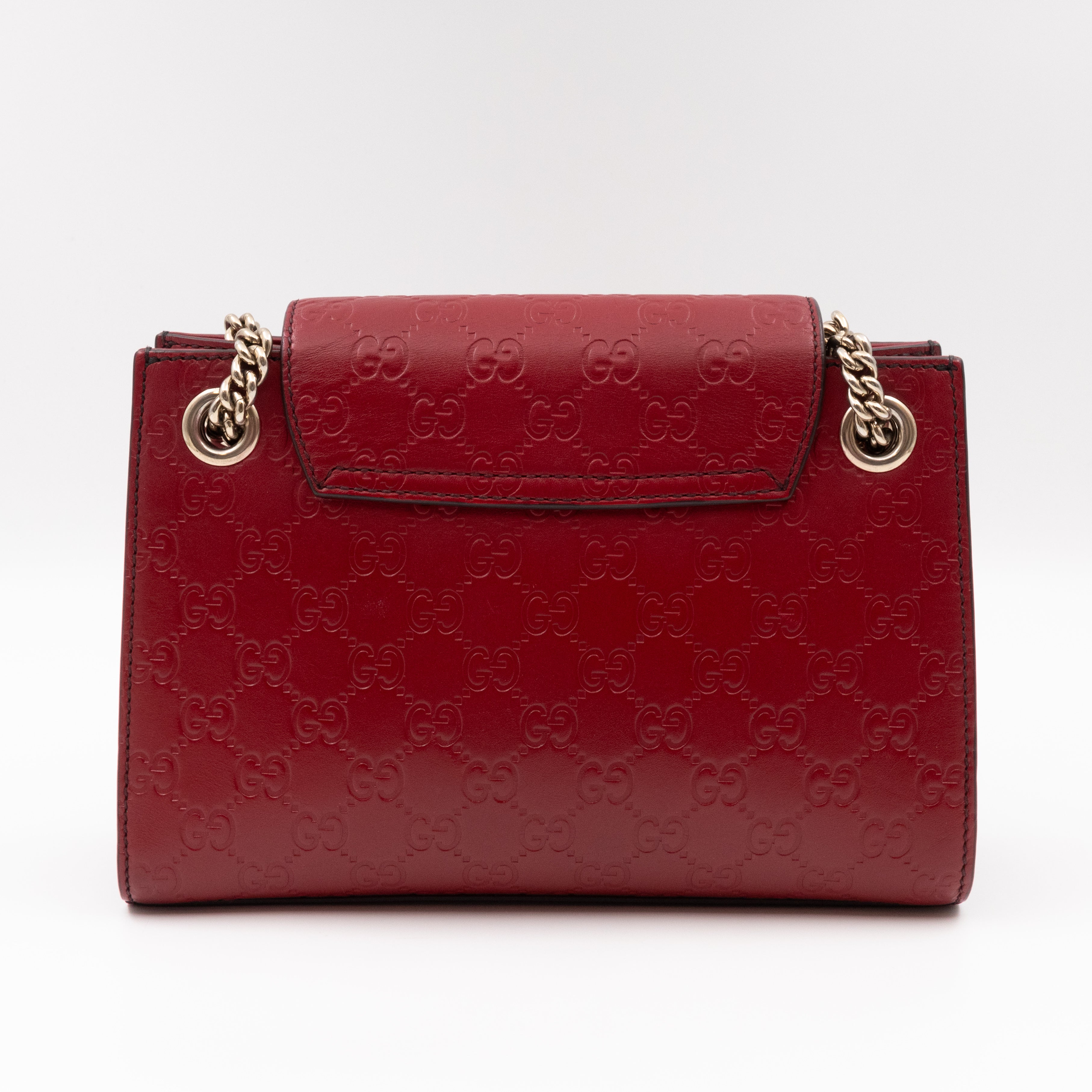 Emily Small Chain Shoulder Bag Red Guccissima Leather