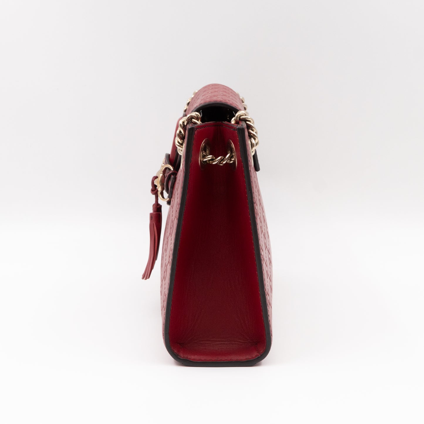 Emily Small Chain Shoulder Bag Red Guccissima Leather