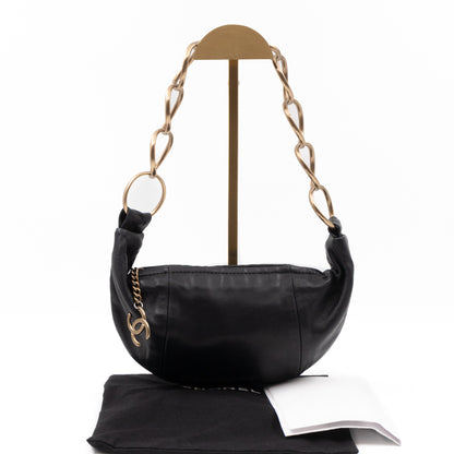 Half Moon Chain Bag Black Leather