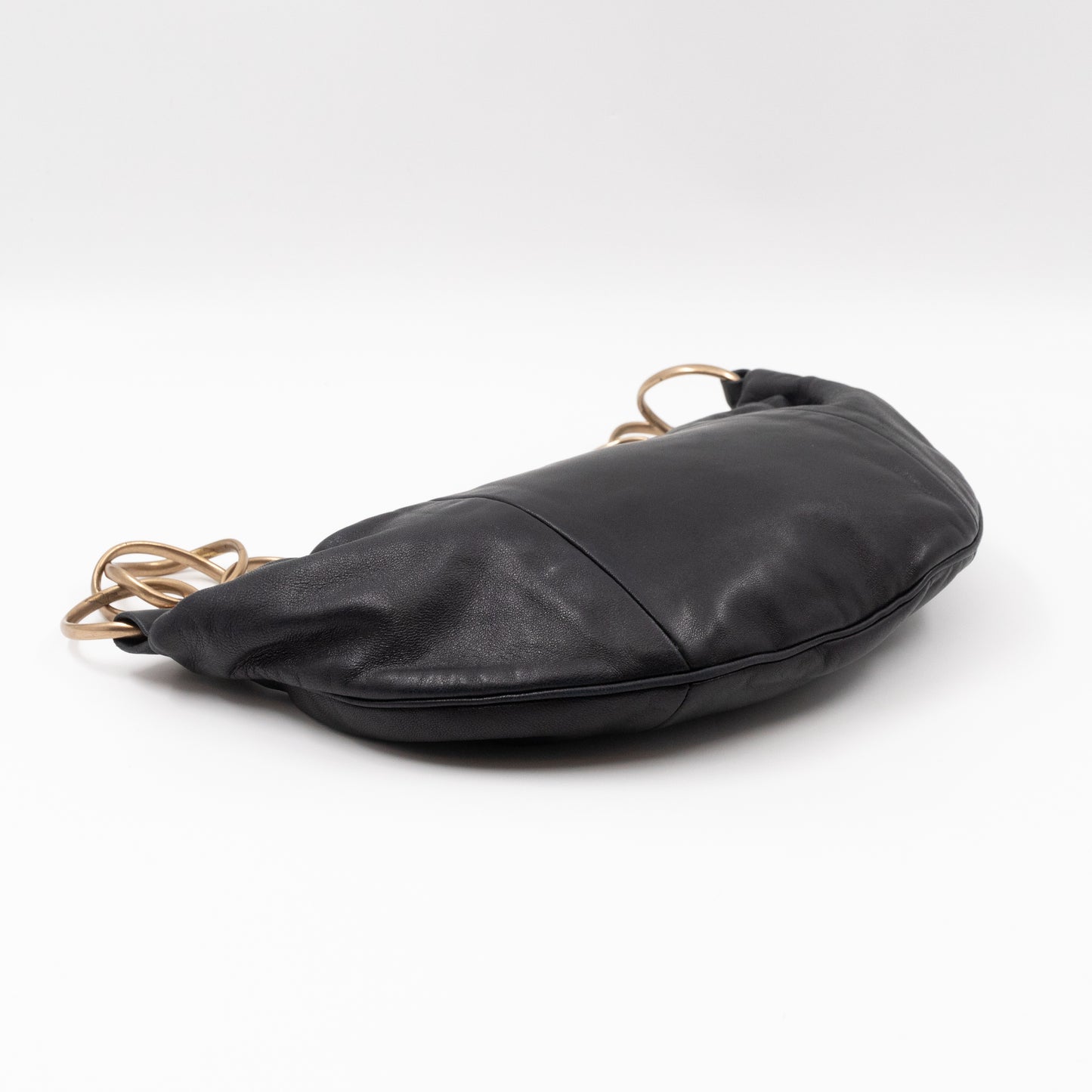 Half Moon Chain Bag Black Leather