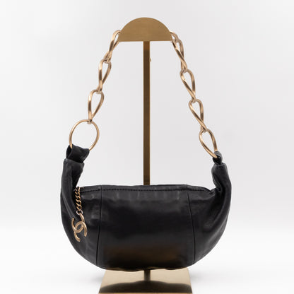 Half Moon Chain Bag Black Leather