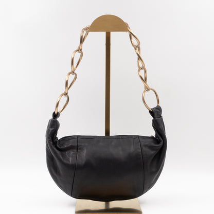 Half Moon Chain Bag Black Leather