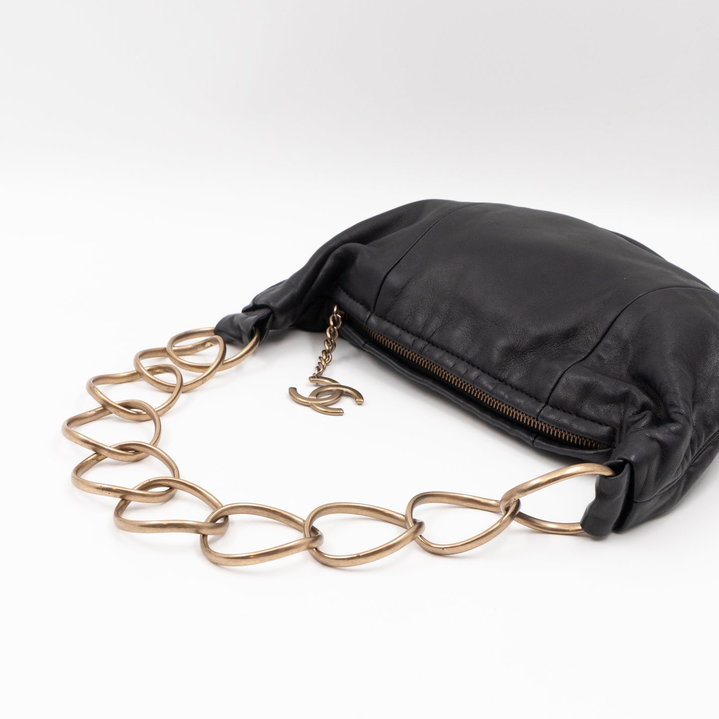 Half Moon Chain Bag Black Leather