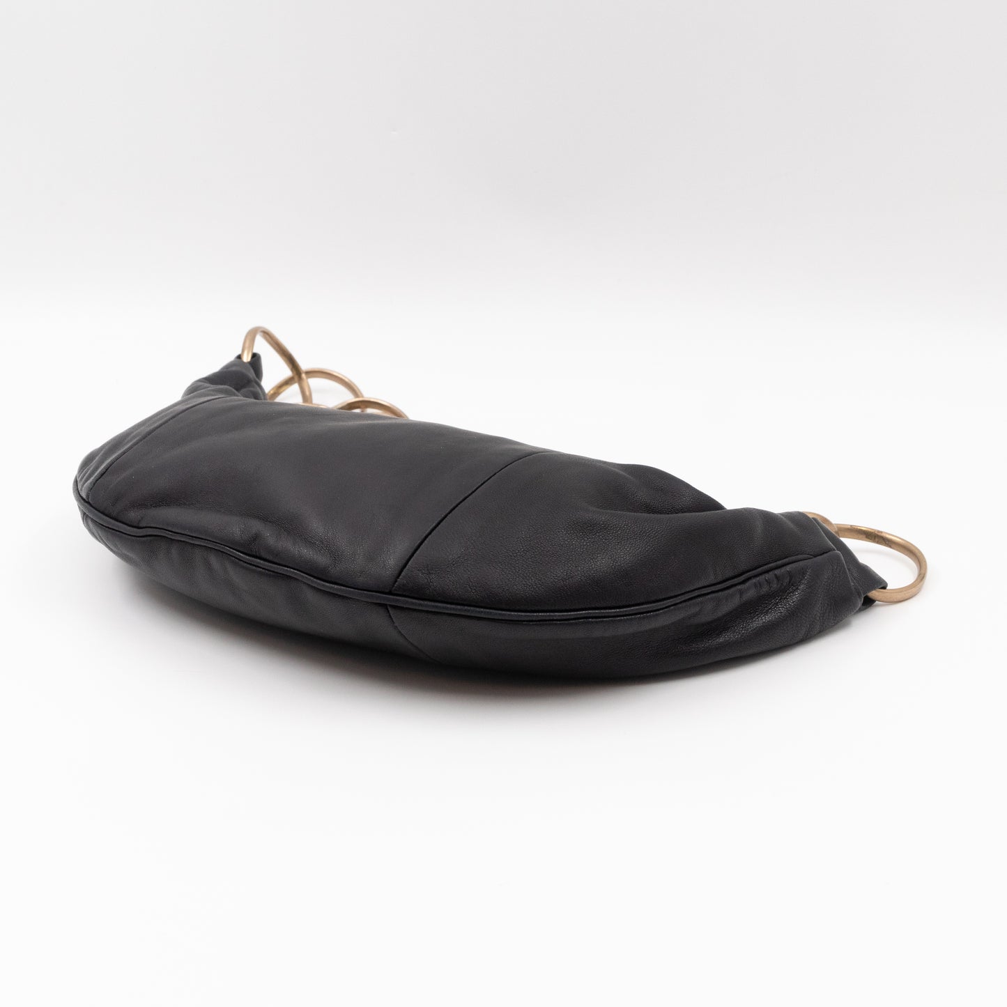 Half Moon Chain Bag Black Leather