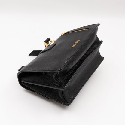 Bandoliera Madras Shoulder Bag Black Goatskin Leather