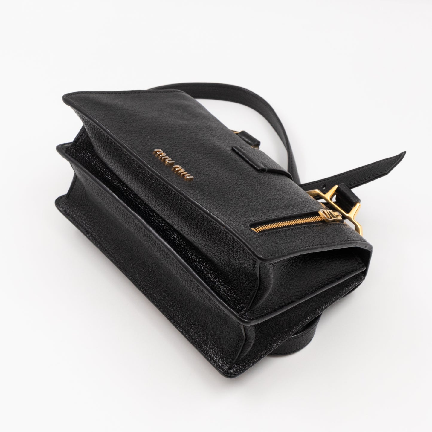 Bandoliera Madras Shoulder Bag Black Goatskin Leather